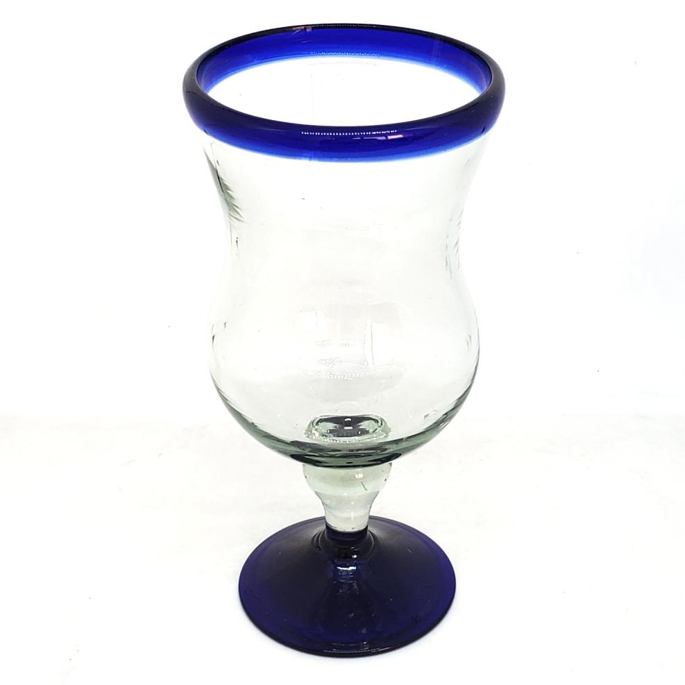 Cobalt Blue Rim Glassware / Cobalt Blue Rim 11 oz Curvy Water Goblets (set of 6) / The curved wall of these goblets makes them classic and beautiful at the same time. Ideal to complete your table setting.